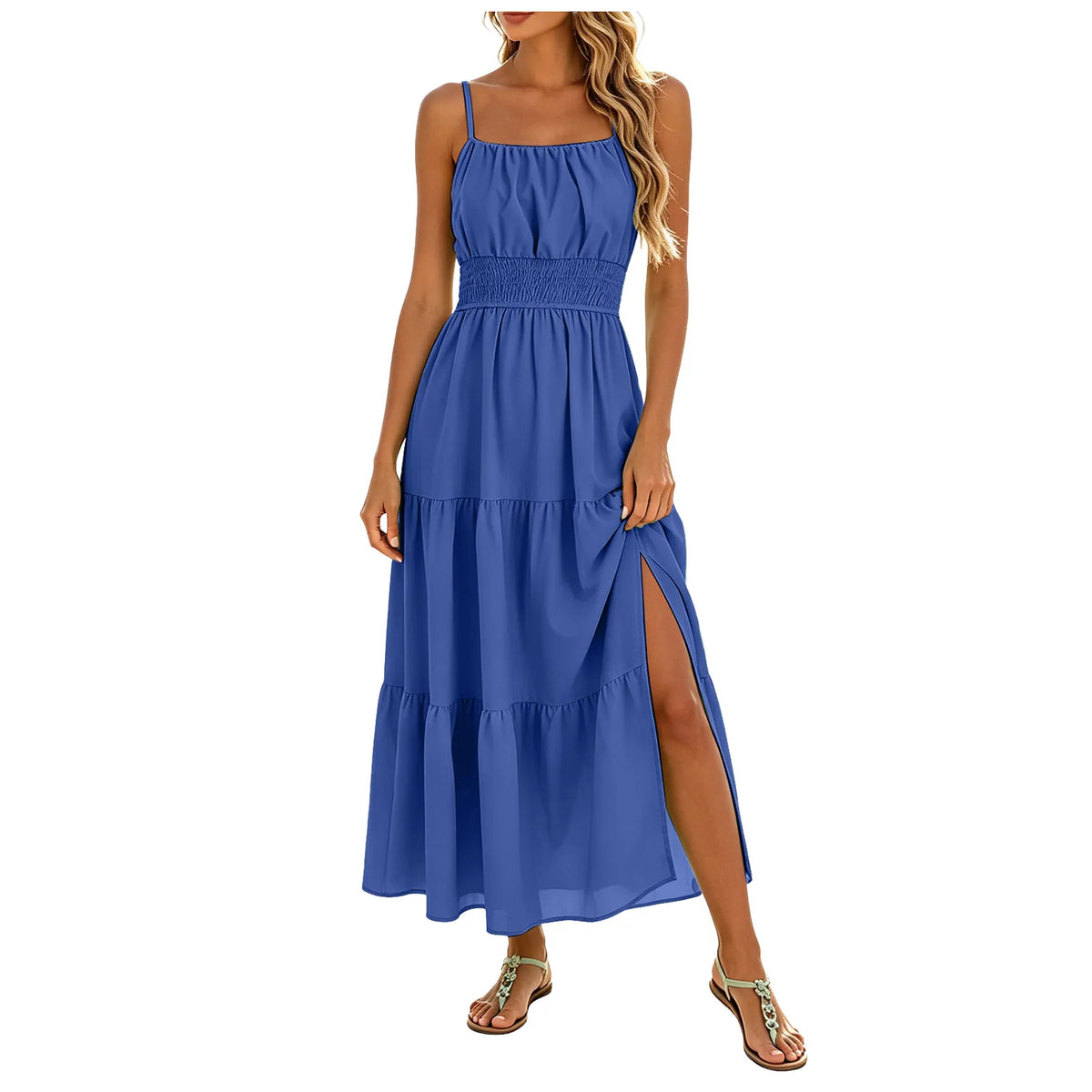 Womens Solid Round Neck Short Sleeved Patchwork Long Skirt Is Fashionable And Comfortable Top Selling Dresses