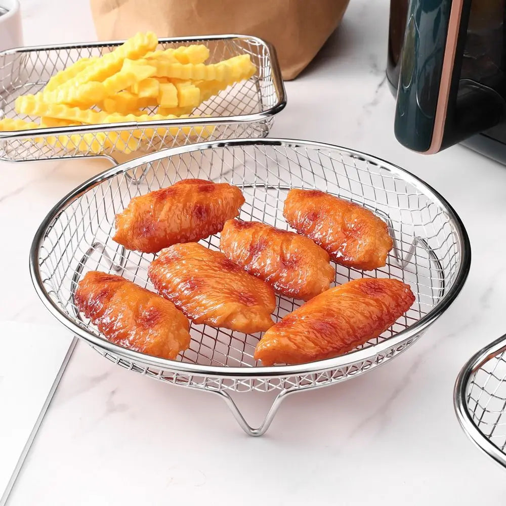 Cesta para asar de acero inoxidable antiadherente Bandeja para freidora de aire Rejilla de alambre Rejilla para freidora de aire Cesta apilable para asar Accesorios de cocina