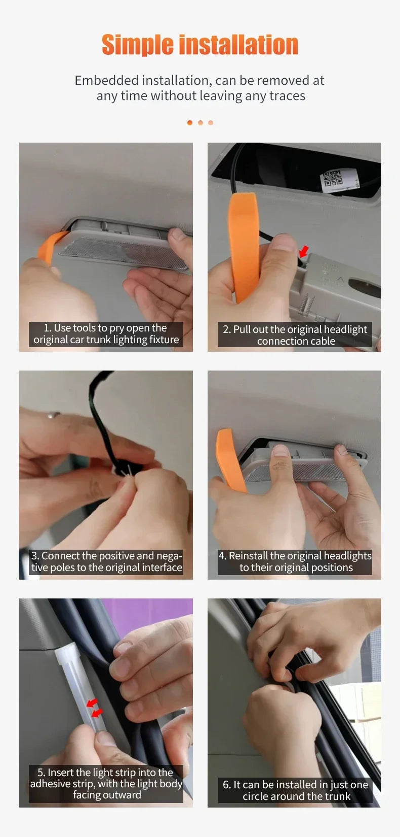 LED Trunk Lighting Lights Dynamic Flowing Flexible Light Strip On/Off Scanning Atmosphere Lamp Waterproof for Car Accessories