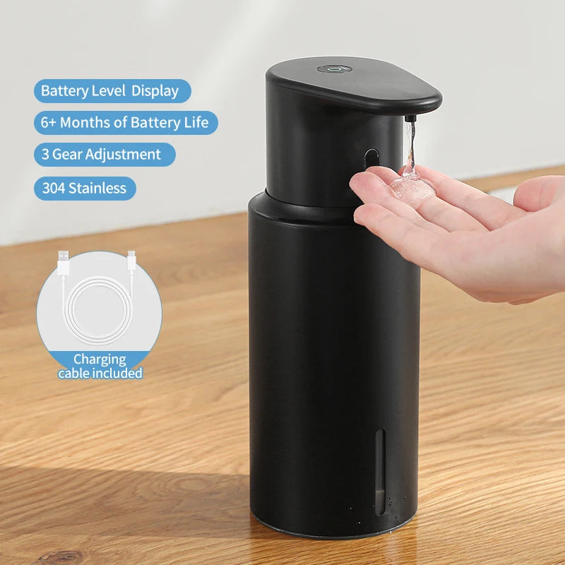 Dispensador de jabón de cocina de 480 ml con sensor automático, máquina de desinfectante de manos, dispensador de jabón eléctrico inteligente para gel de baño, acero inoxidable 304