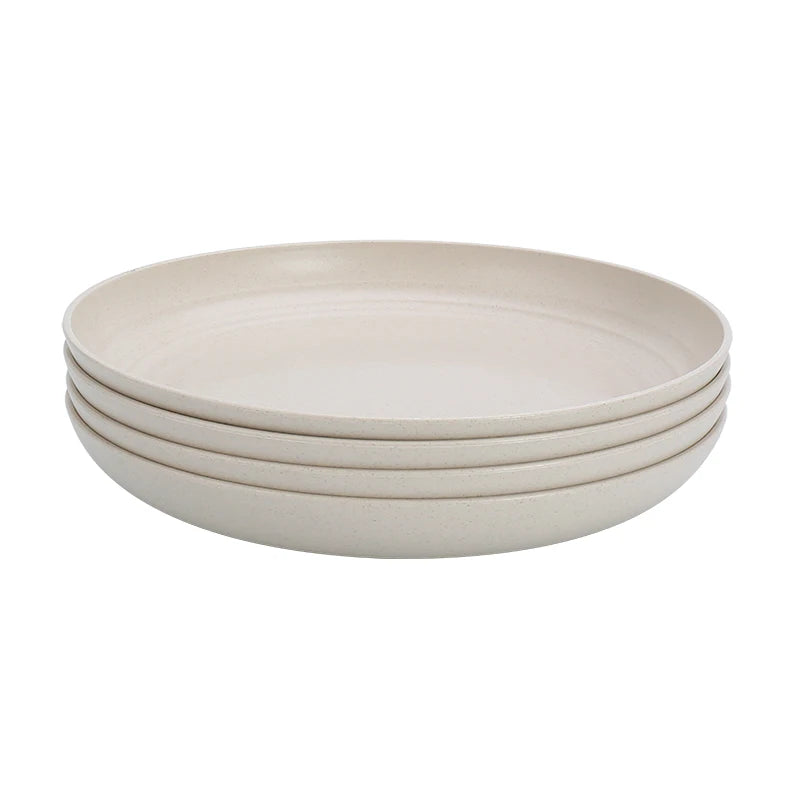 4Pcs Dinner Plate Set Wheat Straw Eco Friendly BPA Free Biodegradable Picnic Fruit Snack Plate Bone Dishes Kitchen Accessories