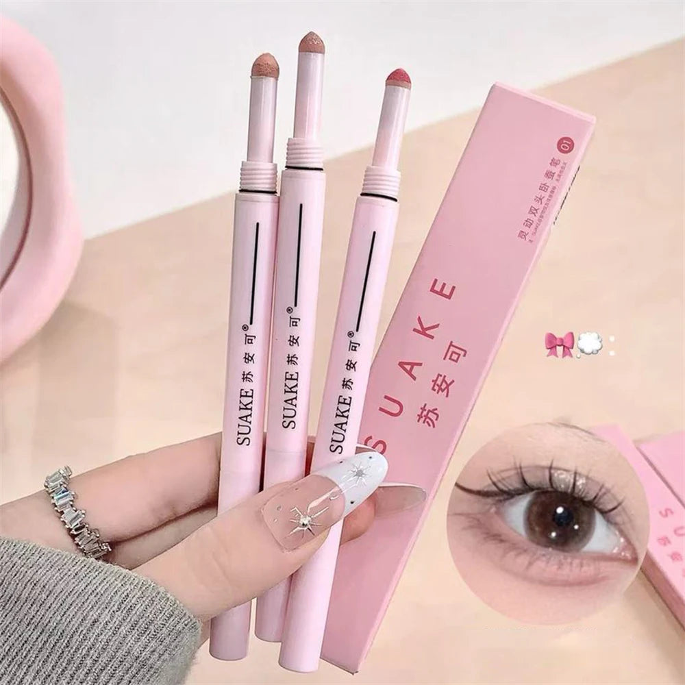 2 In 1 Matte Aegyosal Pen Glitter Brightening Highlight & Shadow Stick Double-end Eye Makeup Lying Silkworm Eyeliner Gel Pencil