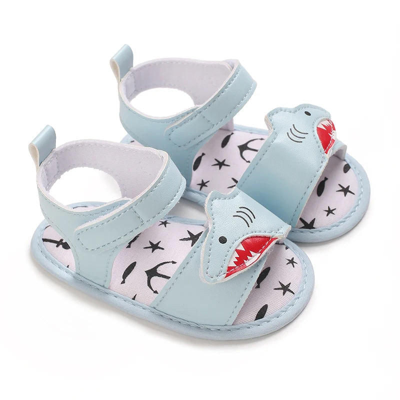 Baby Girls' First Walker Sandals - Blue Butterfly Knot Soft Sole 0-18M
