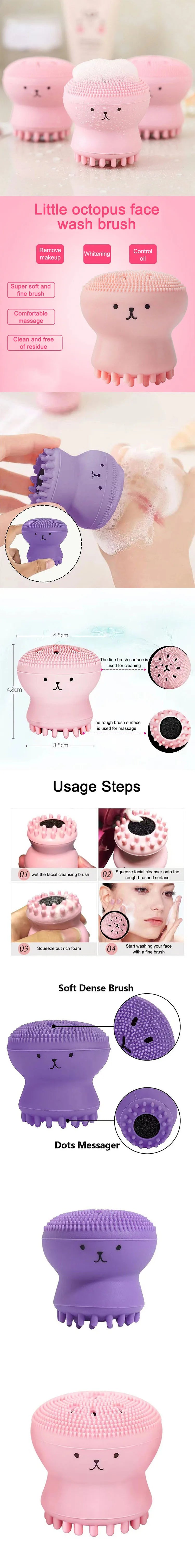 New Silicone Face Scrubber Skin Care Pore Cleaner Brush Face Massage Brush Deep Cleaning Exfoliator Tool XLS02