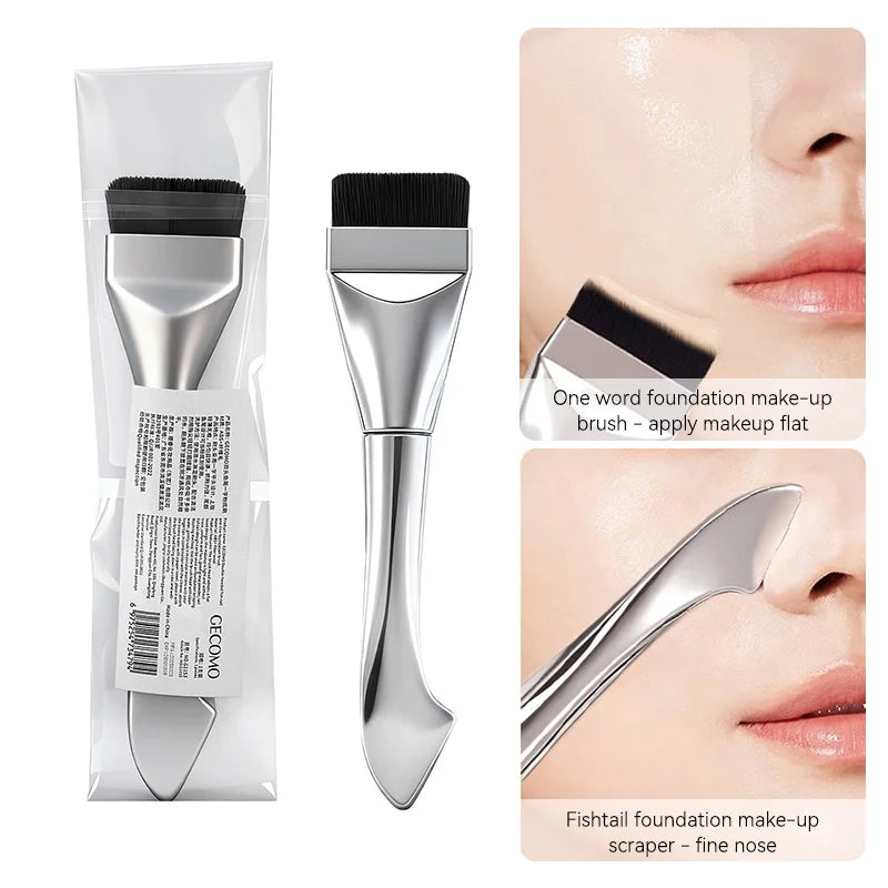 GECOMO two-headed one-word foundation brush, no foundation, no trace light mask brush, fast powder on makeup, beauty tools