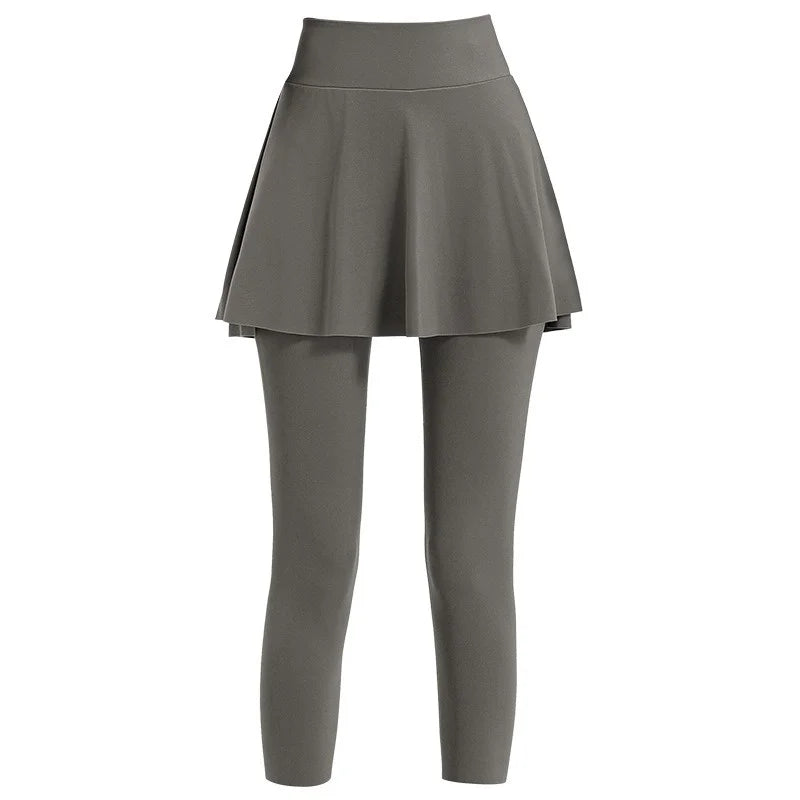 Aiithuug with Pocket Women Tennis Skirted Leggings Capris Yoga Leggings with Skirts Tennis Pickleball Clothing Cropped Leggings