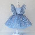 Children Summer Dresses Star Sequin Princess Dress Toddler Girls Puffy Mesh Wedding Dress Luxury Evening Dress Baby Clothes 1-5Y