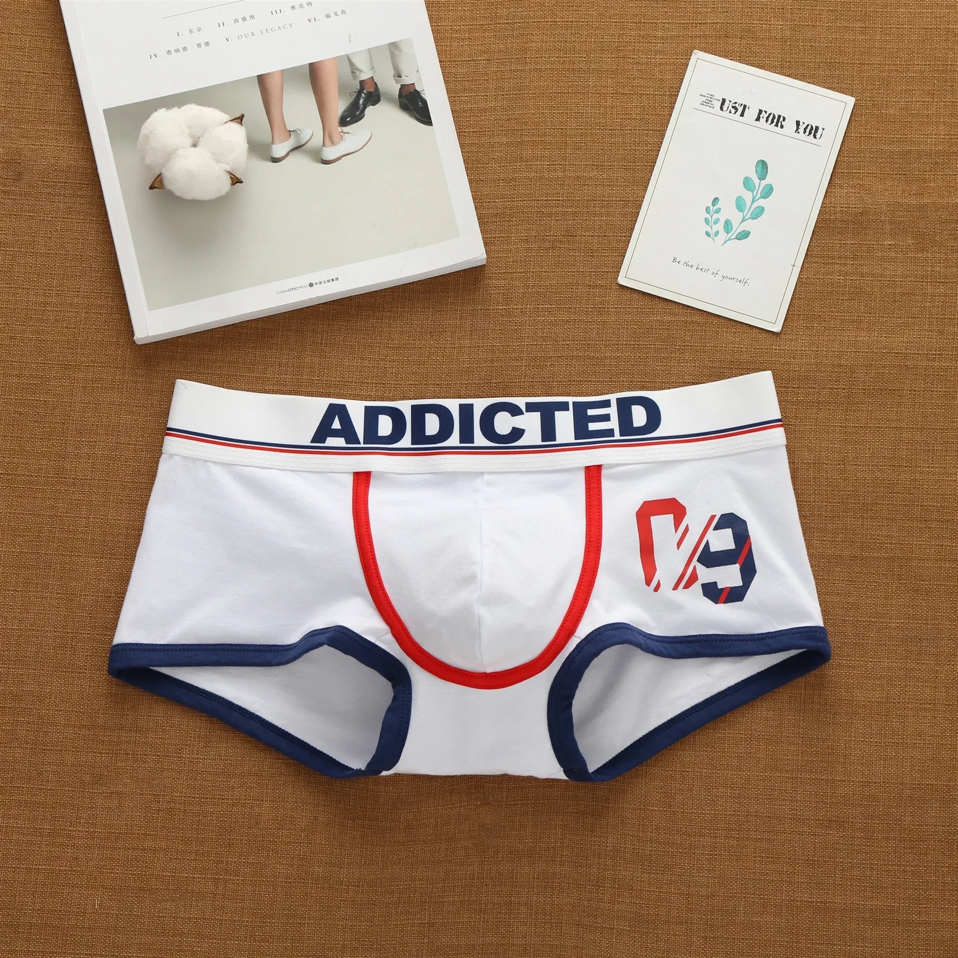 Men'S Korean Letter Pure Cotton Low Waist Underwear Elastic Style Fashion Trendy Flat Corner Pants