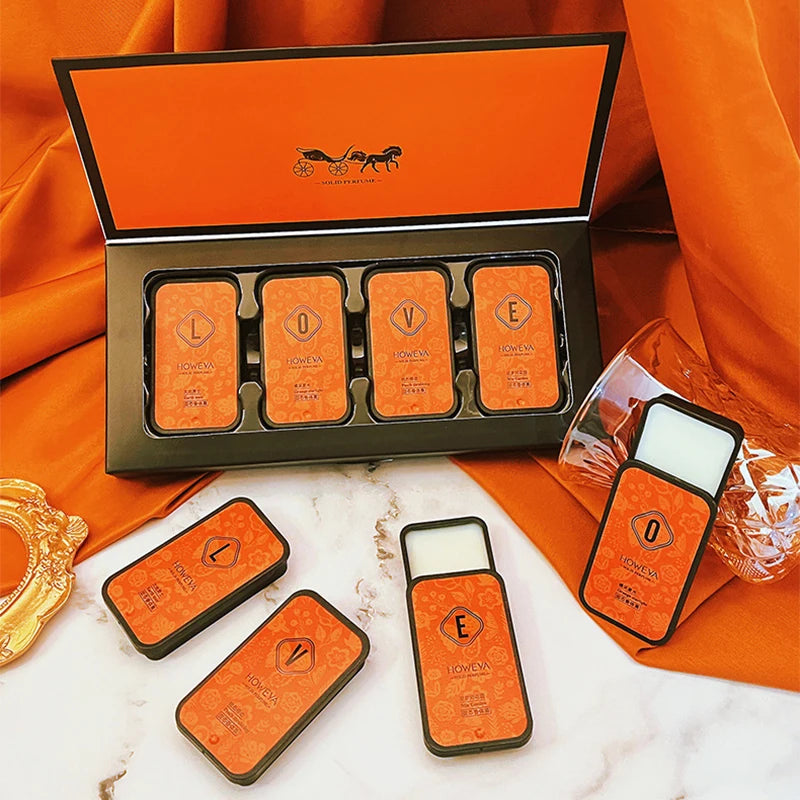 4Pcs Solid Perfume Set, Floral And Fruity Fragrance, Long-Lasting Fragrance, Light Fragrance And Portable, Idea For /Daily
