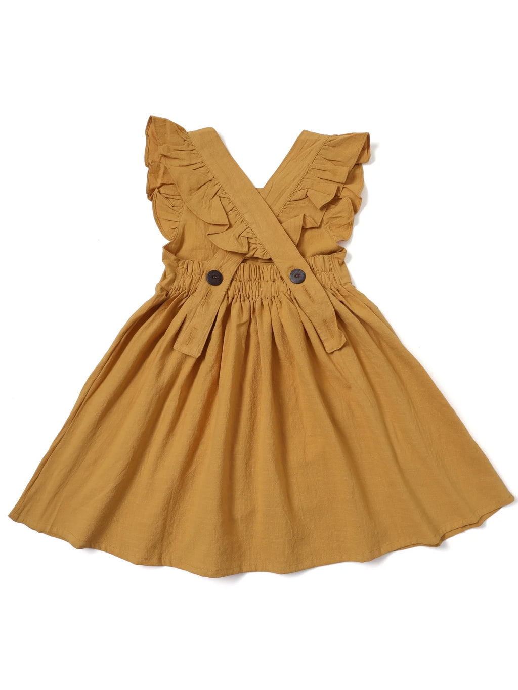 Casual Style Sleeveless Baby Girl Clothing Flying Sleeve Cotton and Linen Material Versatile Solid Color Princess Dress