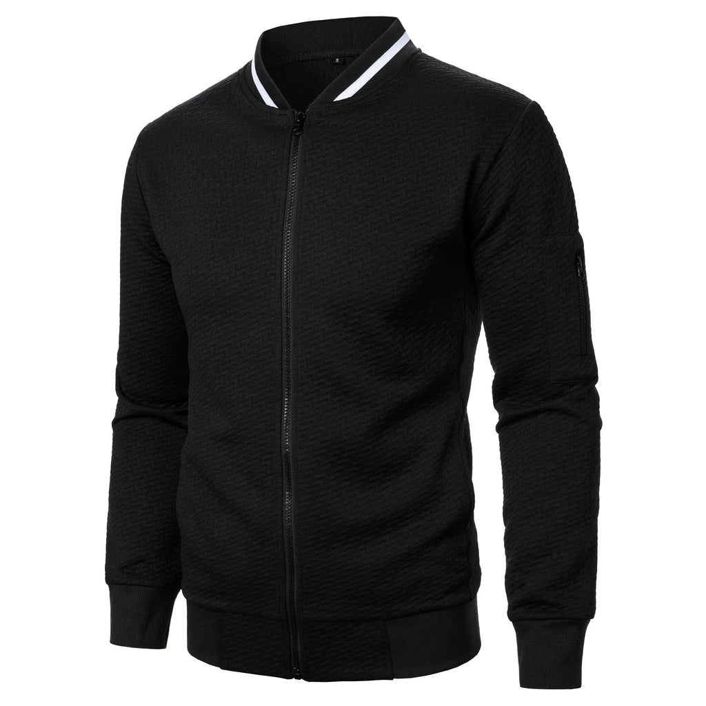 New Men's New Zip Stand Collar Sweatshirt Jacket Men's Casual Jacquard Cardigan Sweatshirts Baseball Jackets Men Clothing