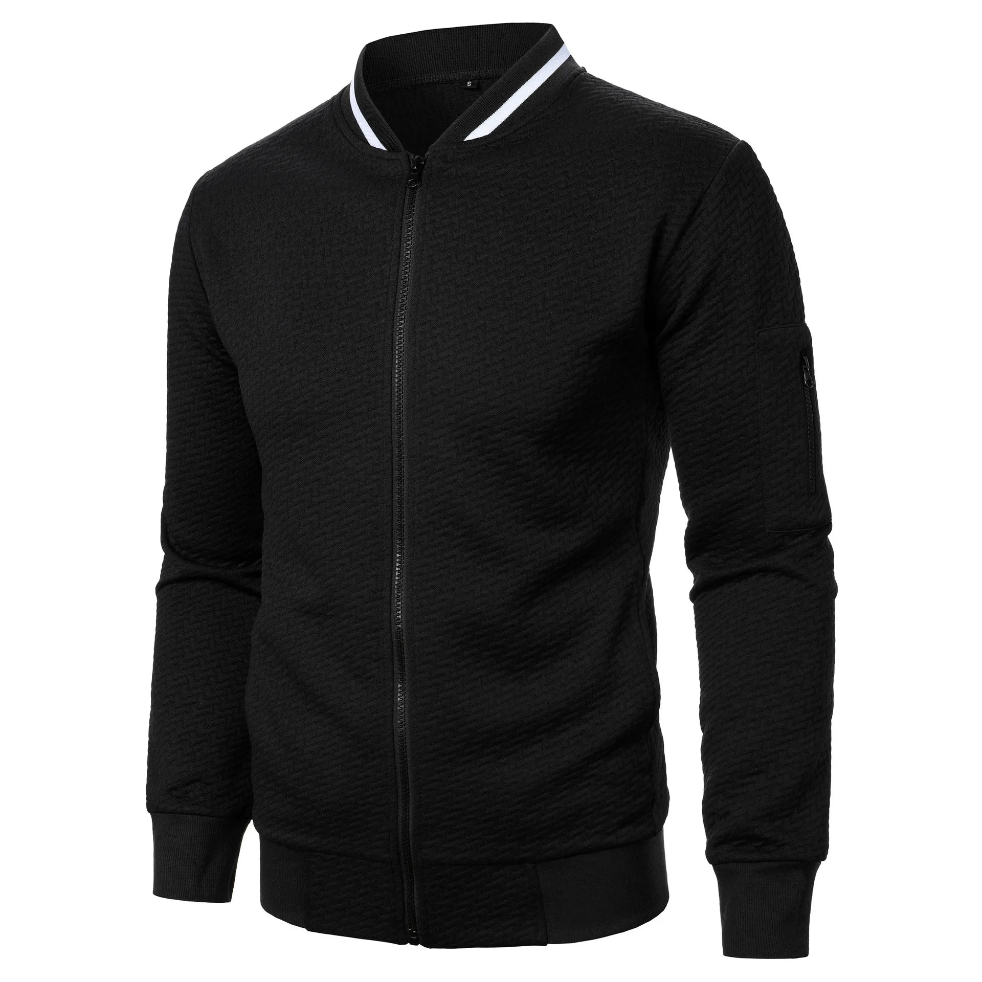 New Men's New Zip Stand Collar Sweatshirt Jacket Men's Casual Jacquard Cardigan Sweatshirts Baseball Jackets Men Clothing