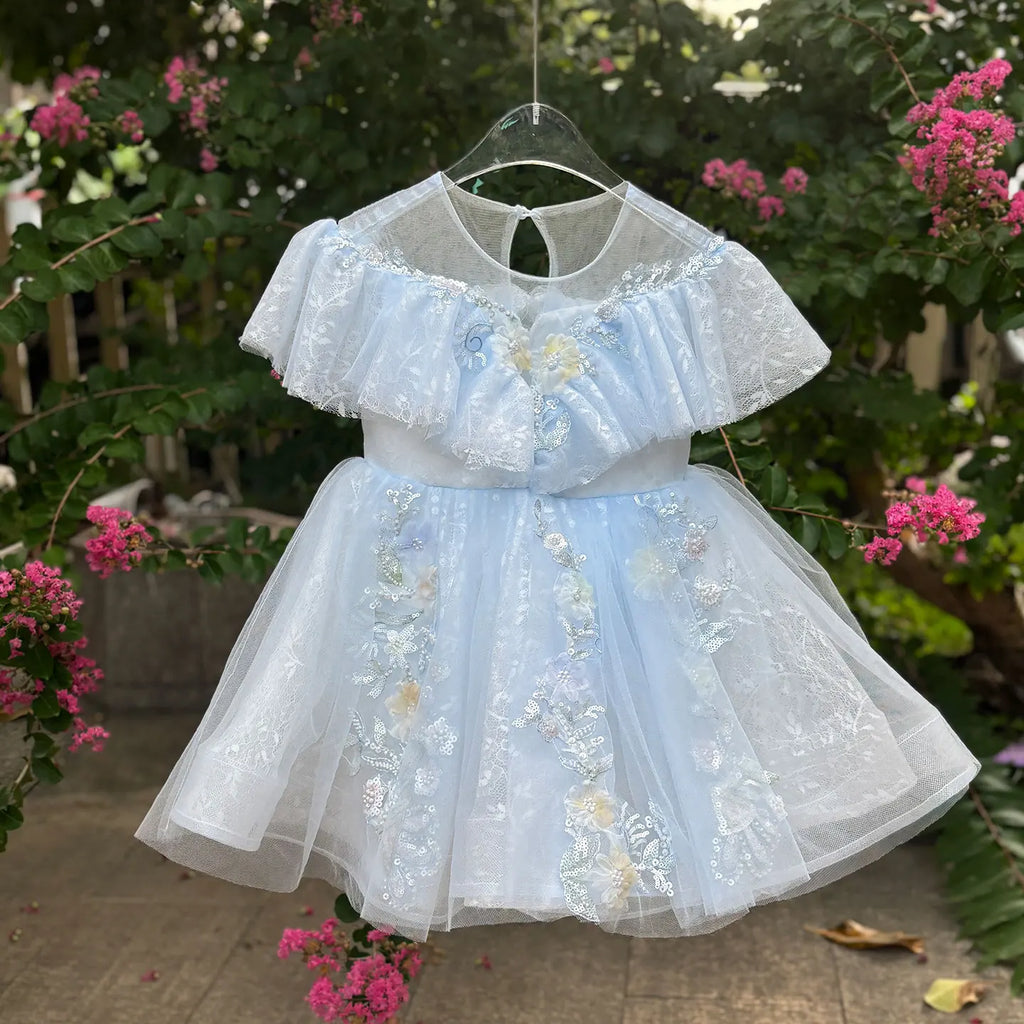 Dreamy Vow J472 Elegant Pink  Baby Girl Dress with Bow for Kids 1st Wedding Birthday Holiday Party Holiday Knee Length Ball Gown