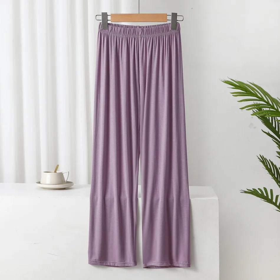 New Summer Knit Women's Modal Pants Loose Casual Wide Leg Pants for Women Bottoms Korean Fashion Home Streetwear Women Clothes