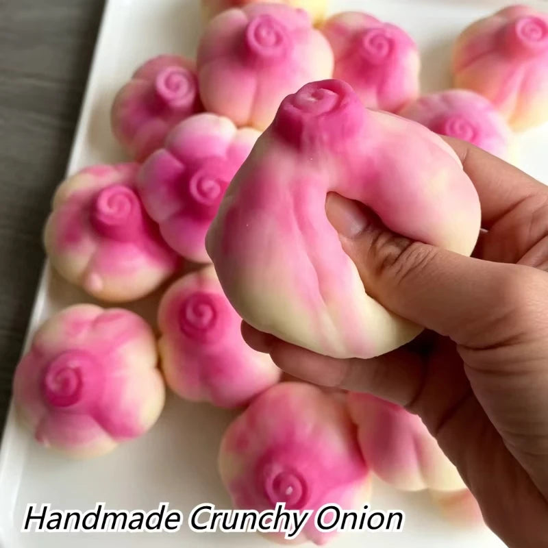 Onion Squishy Squeeze Stress Ball - Pink Gradient ASMR Fidget Toy