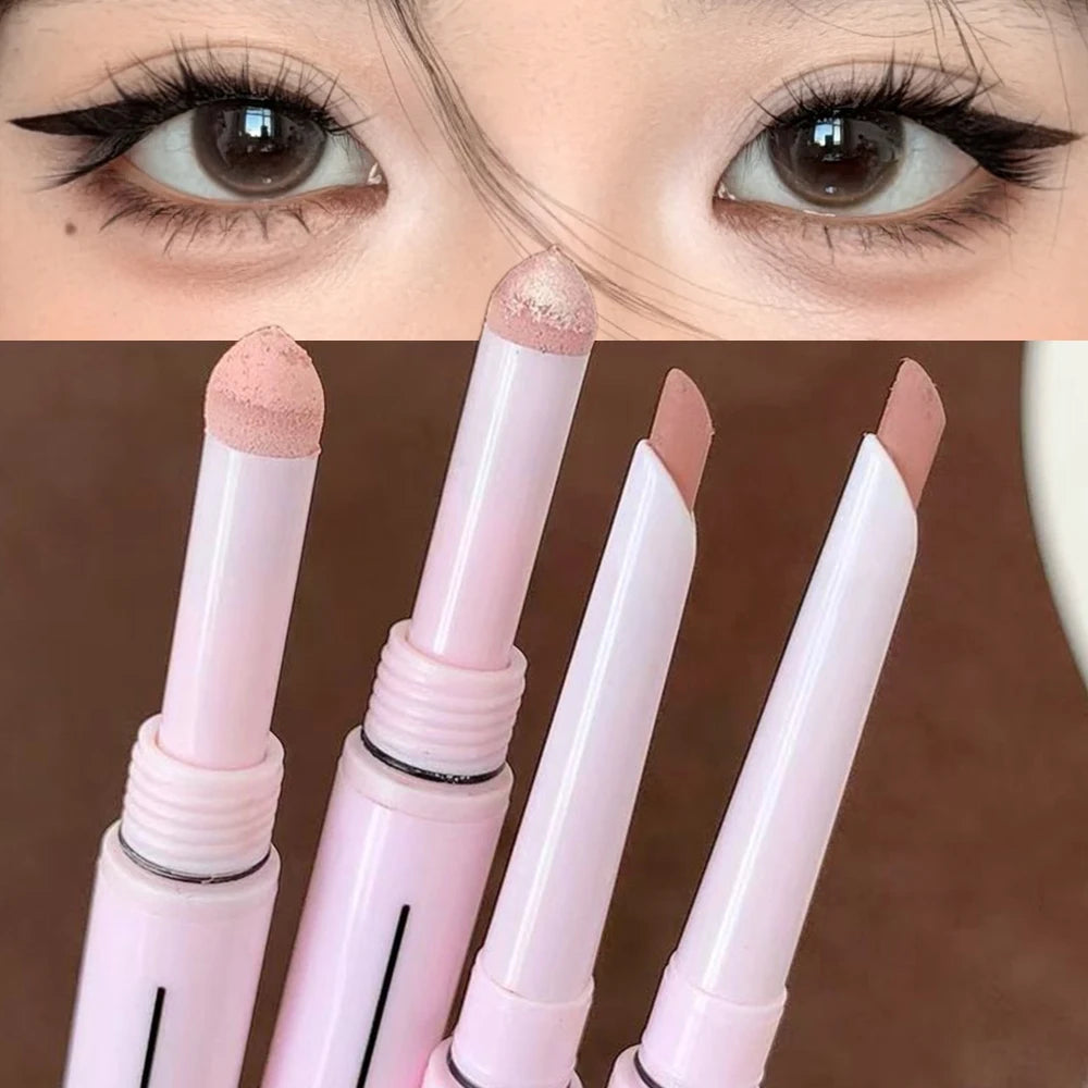 Dual End Glitter Matte Aegyosal Pen Brightening Highlight & Shadow Stick Eye Makeup Lying Silkworm Eyeliner Gel Pencil 애교살 펜