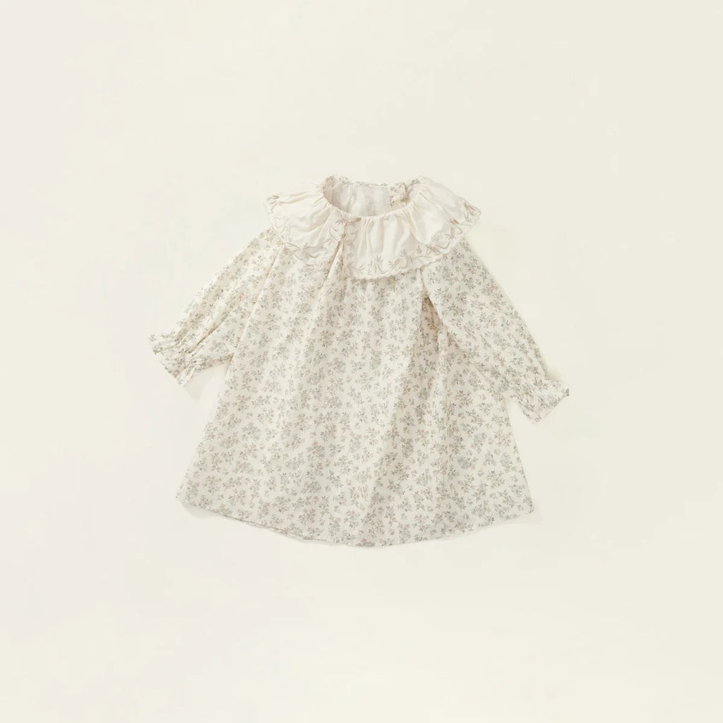 Children Girl Vintage Dress Spring Autumn Lace Turn Down Collar 2-8Y Princess Dress Fragment Flower Long Sleeve Baby Girls Dress