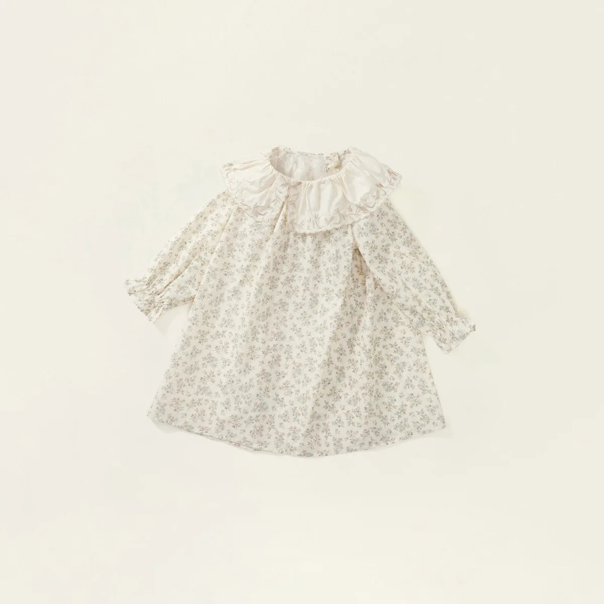 Children Girl Vintage Dress Spring Autumn Lace Turn Down Collar 2-8Y Princess Dress Fragment Flower Long Sleeve Baby Girls Dress