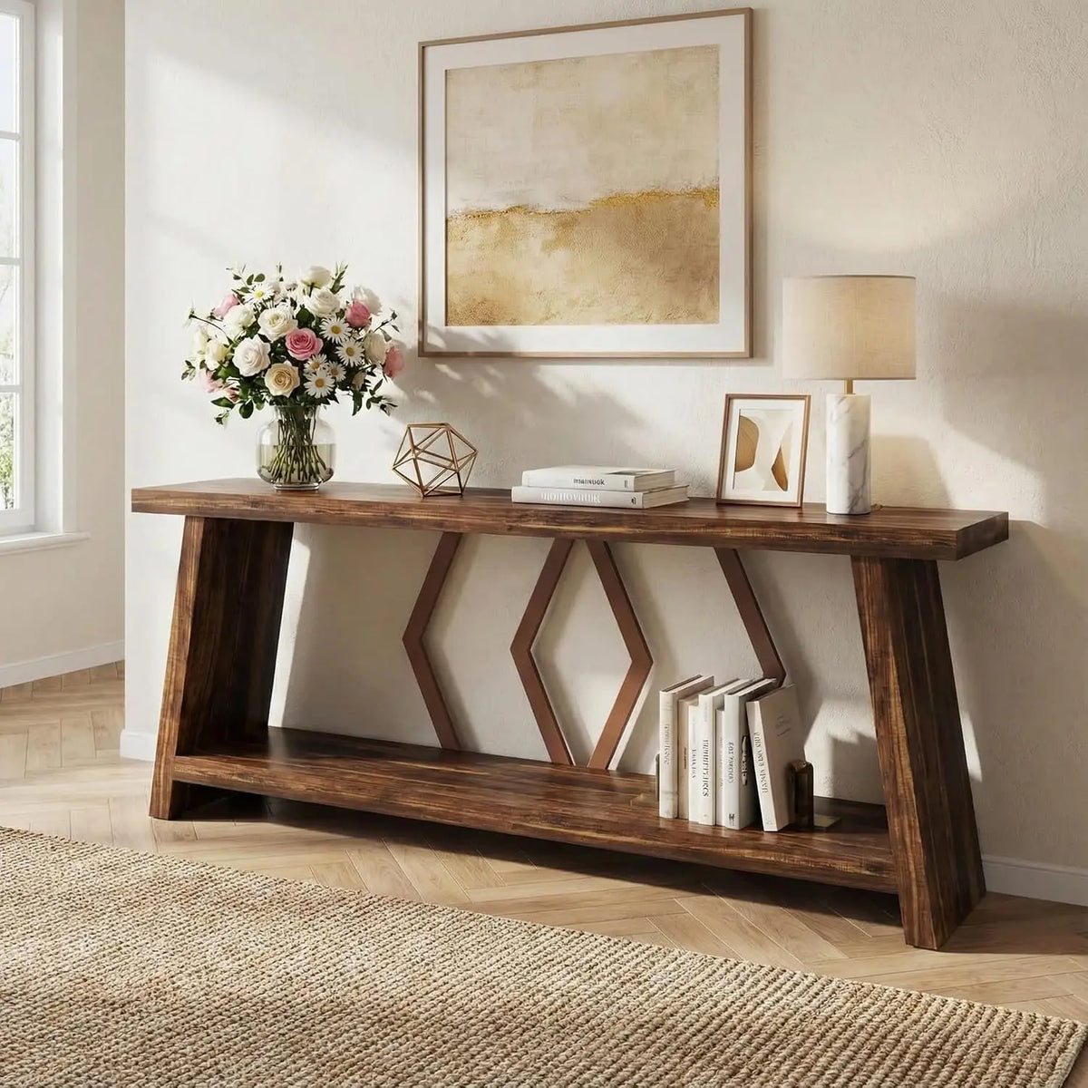 71" Narrow Console Sofa Table with Storage, Wood Farmhouse Entryway Hallway Accent Table, 71x12x32, Customized