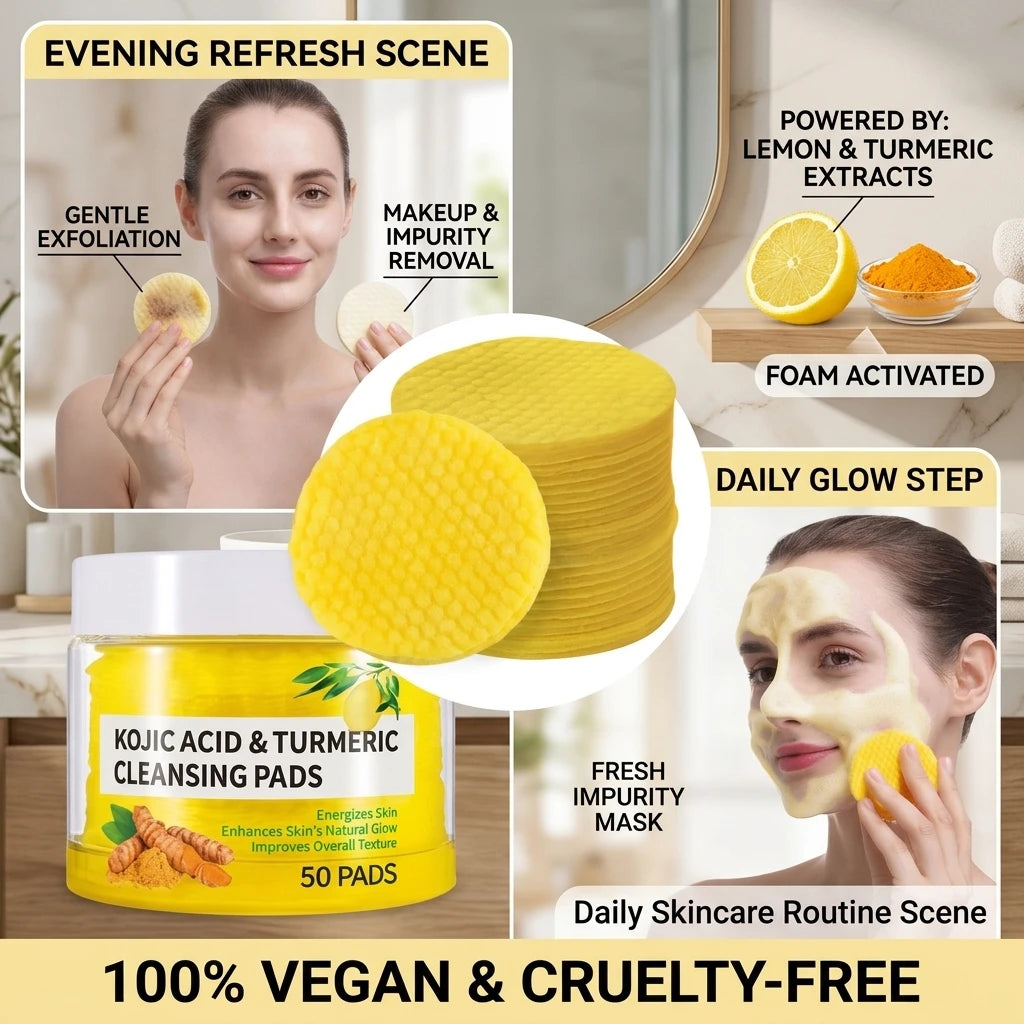 1/2/3/4/5/10BOX Turmeric Kojic Acid Cleansing Pads Exfoliating Pads Facial Sponges For  Exfoliating Daily Cleansing Skin Care