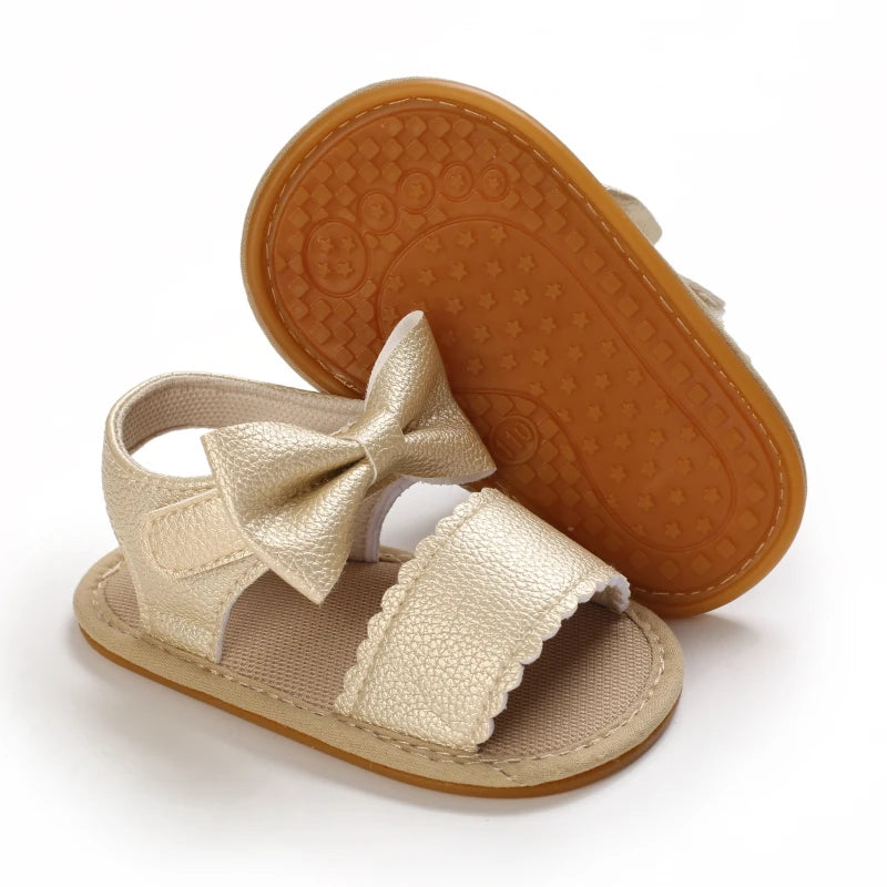Baby Girl Summer Sandals 0-18 Months Cute Bow Rubber Sole First Walker Casual Comfortable Newborn Sneakers