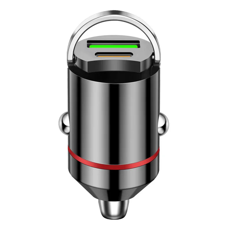 30W Mini Car Charger - Dual Port USB and Type-C Fast Charging