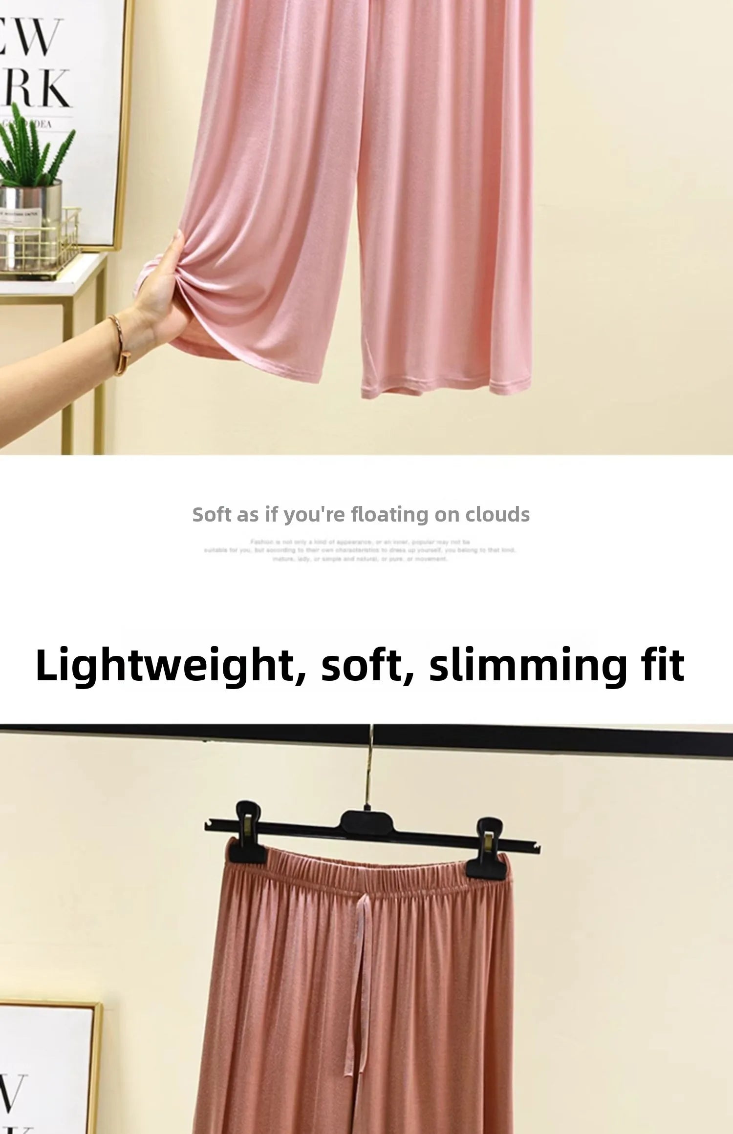 plus Size Modal Seven-Foot Pants Women Summer Loose Wide Leg Pants Elastic Waist Casual Home Pants Shorts Home Clothes