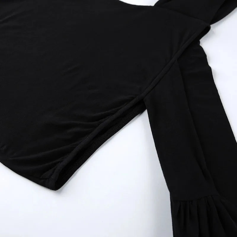Trendix Black Bodycon Crop Tops For Women's 2026 Summer Off Shoulder Tank Top Street Slim Party Sexy Asymmetric Vacation Top