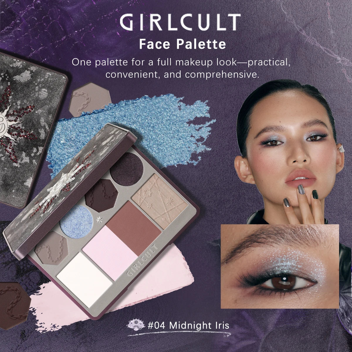 Girlcult Face Palette(04-06),Multi-Purpose,Fine Powder Texture,Smooth & Minimal Fallout,3D Sculpting Effect,Luxury Makeup