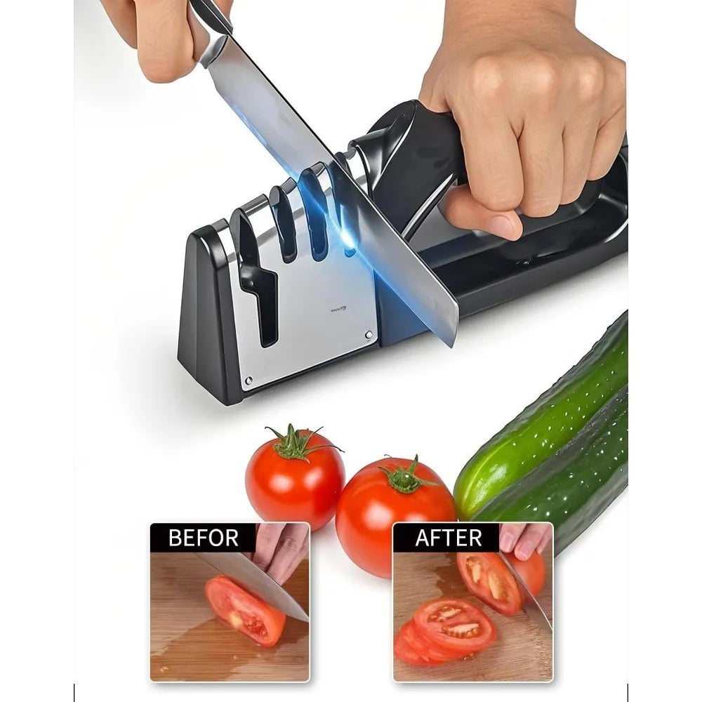 4-in-1 Kitchen Knife Sharpener - Portable Non-Slip Sharpening Tool