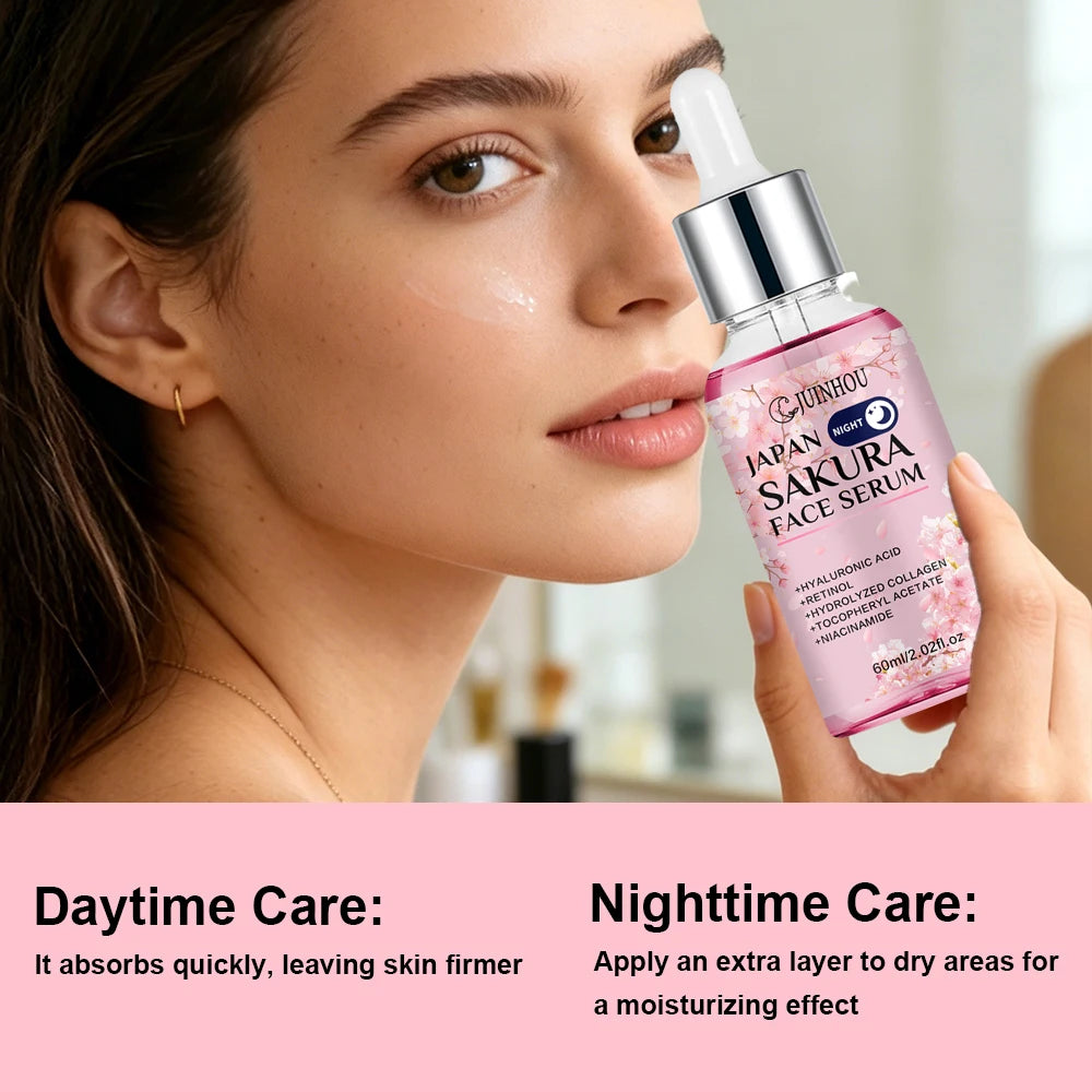 JUINHOU 2PCS Sakura Niacinamide Retinol Day&Night Surem Hydrating Moisturizing for Sensitive Skin Anti-Dryness Skin Gentle Formu