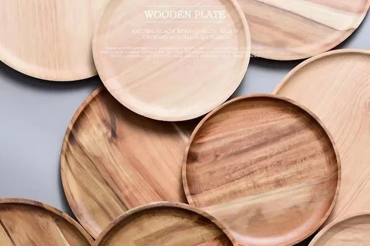 2026 New 15/20/25cm DIY Thinking Wooden Plate Round Tea Wooden Dining Plate Snack Bread Dried Fruit Plate