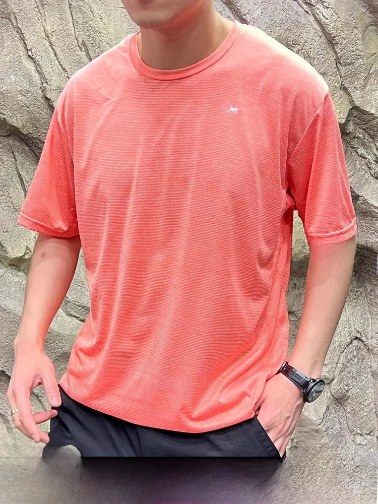 North America Golf Series Reflective Men's Summer New Lightweight Breathable round Neck Sport Quick Dry Short Sleeve T-shirt