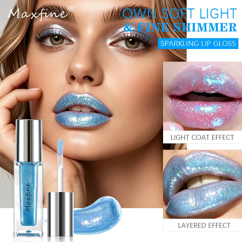 Shimmer Glitter Lip Gloss Transparent Diamond Sparkle Lip Tint Smooth Hydrating Lip Shine Can Be Used Over Lipstick Party Cosmet