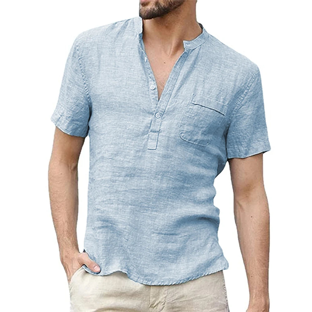 Summer New Men'S Short-Sleeved T-Shirt Cotton And Linen Led Casual Men'S T-Shirt Shirt Male Breathable S-3Xl