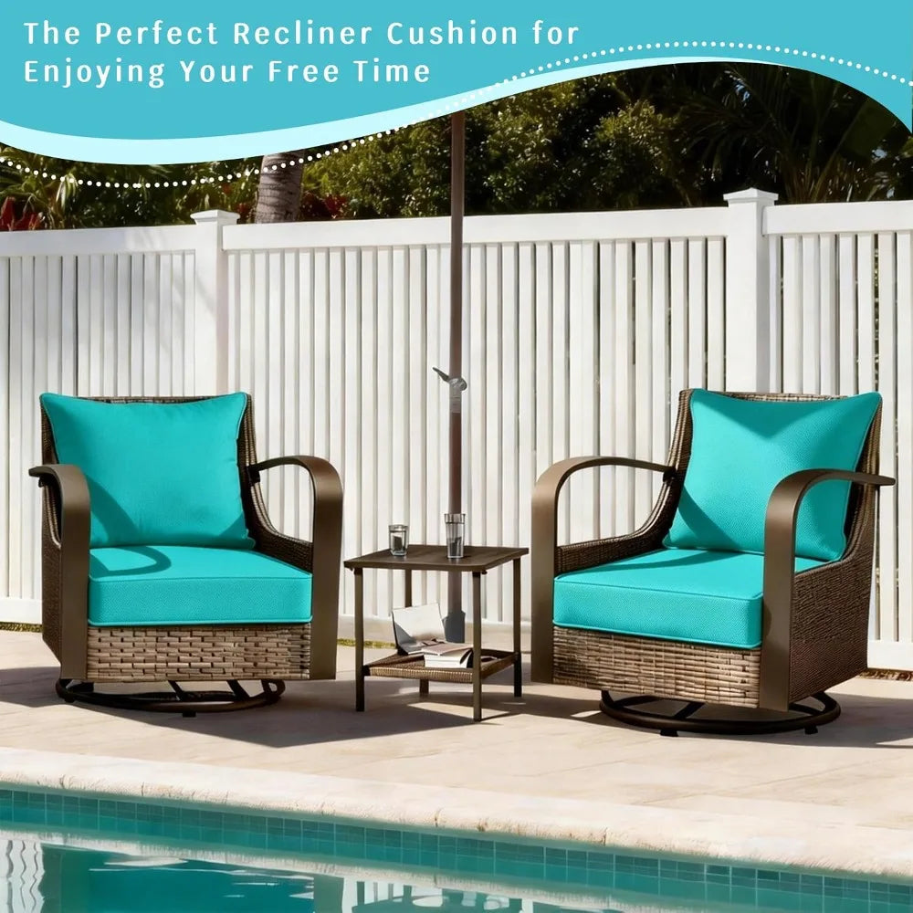 2 Set Outdoor Deep Seat Cushion 25.6x25.6 Lake Blue