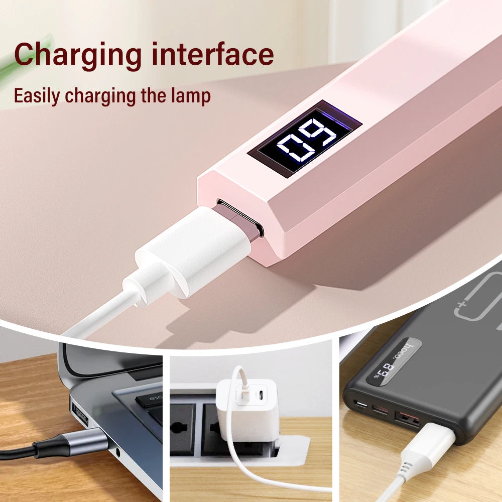 YIKOOLIN Portable Rechargeable UV LED Nail Dryer Mini Gel Polish Curing Lamp 2 Timing Modes USB Charging Manicure Tool Home Use
