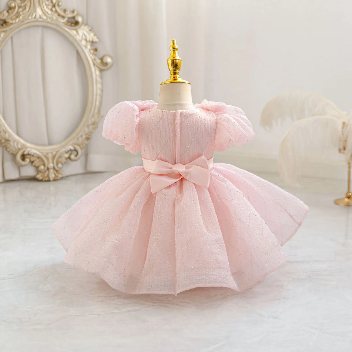 HETISO Flower Girls Princess Dress Beaded Kids Ball Gown for Wedding Child Birthday Party Custom 1-4 Years