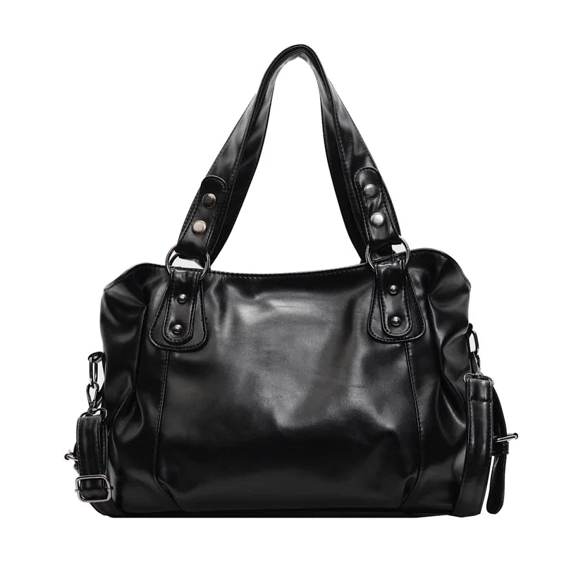 AMYMANG Women's Retro Shoulder Bag - Large Capacity PU Leather Tote