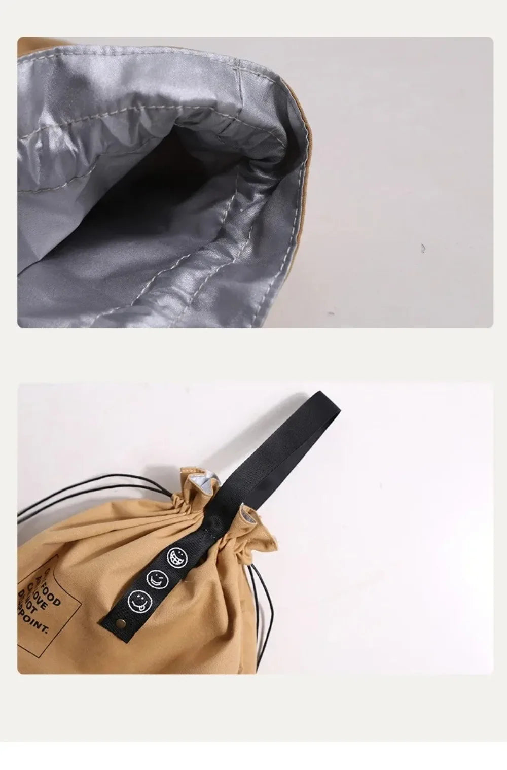 Bolsa de Picnic Portátil de Lona, Diseño con Cordón para Mantener Fresco, Bolsa Térmica Aislada para el Almuerzo Escolar