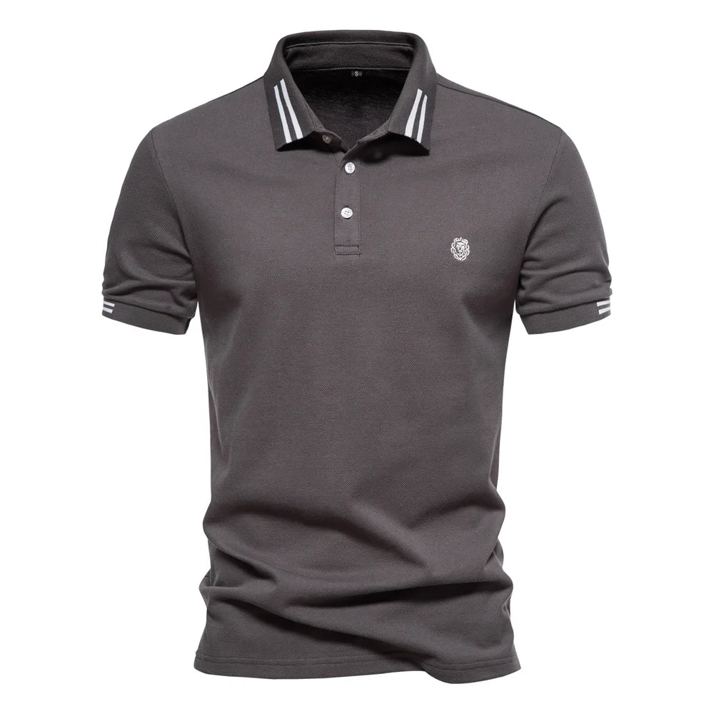 Aiopeon Premium Breathable Cotton Mens Polo Shirt Short Sleeve Solid Color For Men Casual Summer Wear