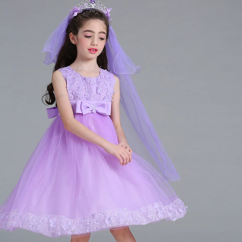 Elegant Flower Girls Princess Dresses Tulle Wedding Christmas Party Birthday Prom Dress for Kids Teens Children Clothing Vestido