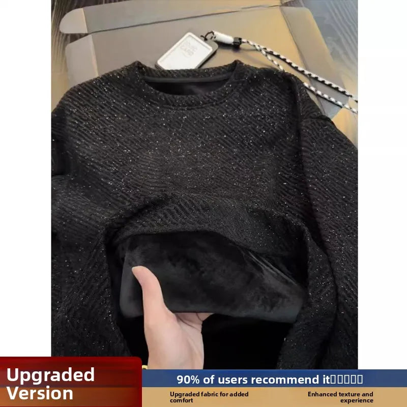 Banmen Men's Long Sleeve Sweatshirt - Black Round Neck Casual Shirt