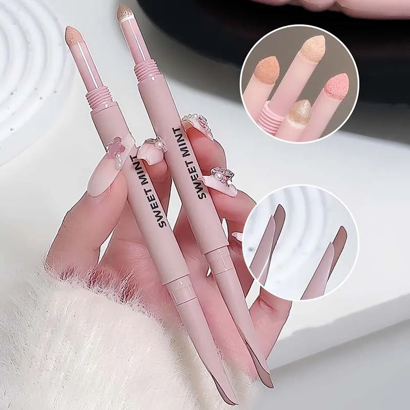 Double Headed Sickle Eyeliner Lying Silkworm Pen Waterproof Natural Glitter Eyeshadow Lying Silkworm Eyes Contour Shadow Make Up