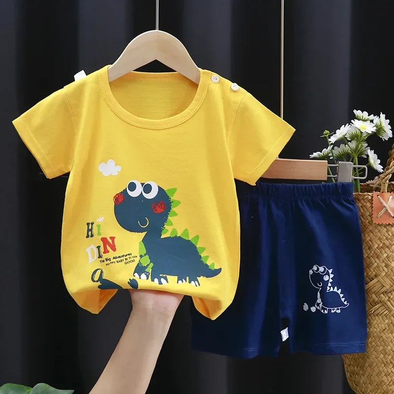 Children's Unisex Cotton T-Shirt and Shorts Set - Summer 2-Piece Outfit
