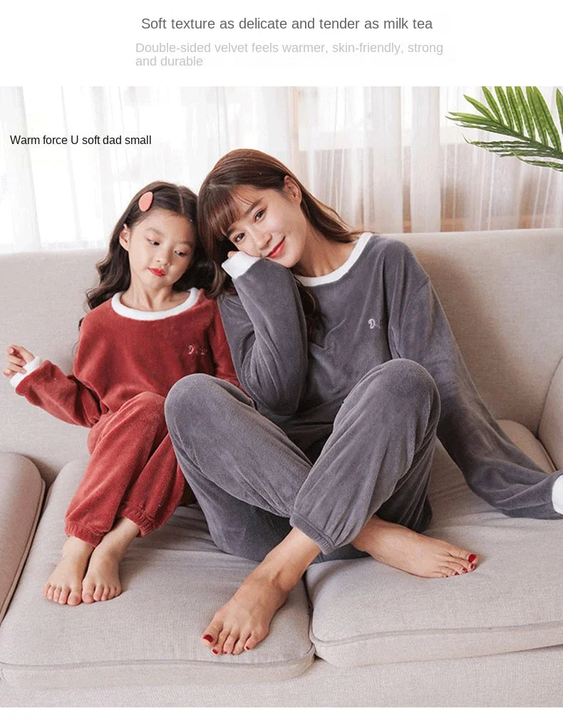 Flannel Pajama Pullover Top Winter Toddler Children Baby Coral Fleece Warm Sweatshirt Pant 2pcs Boy Girl Kids Fall Sleepwear Set