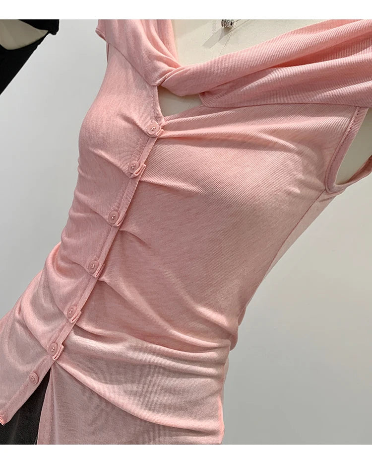 Lace V-Neck Sleeveless T-Shirt Women's Korean Style Spring New High-End Feeling Top Comfortable Breathable Pure Color Spring