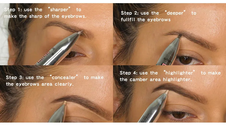 4in1 Rotate Eyebrow Pencil Waterproof Microblading Eyebrow Pen Tint Tattoo Makeup Cosmetic Natural Long Lasting Eye Brow Pencil