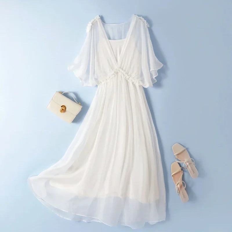 Women's 100% Silk Midi Dress