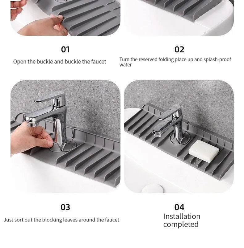 Tapete de silicona para grifos, soporte para jabón de platos y esponjas, alfombrilla de secado para encimera de cocina, protector contra salpicaduras para fregadero de cocina y baño, almohadilla de drenaje